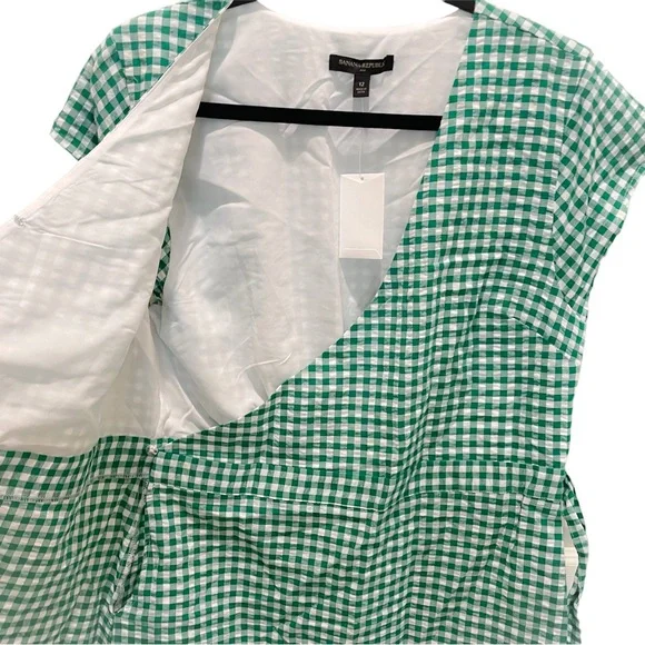 Banana Republic Green and White Gingham Midi Dress - Picture 4 of 9